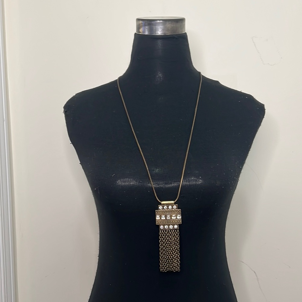Lia Sophia Rare  Brass Drop Long Necklace